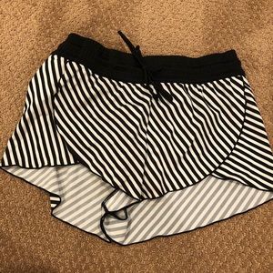 Black and White Striped Athleta Shorts